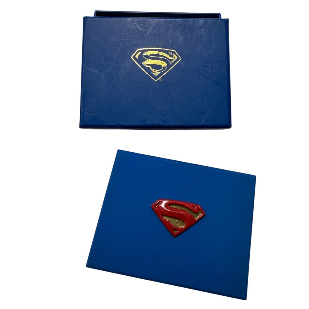 Superman Shield Logo Money Clip Gold Silver Tone DC Comics with Original Box